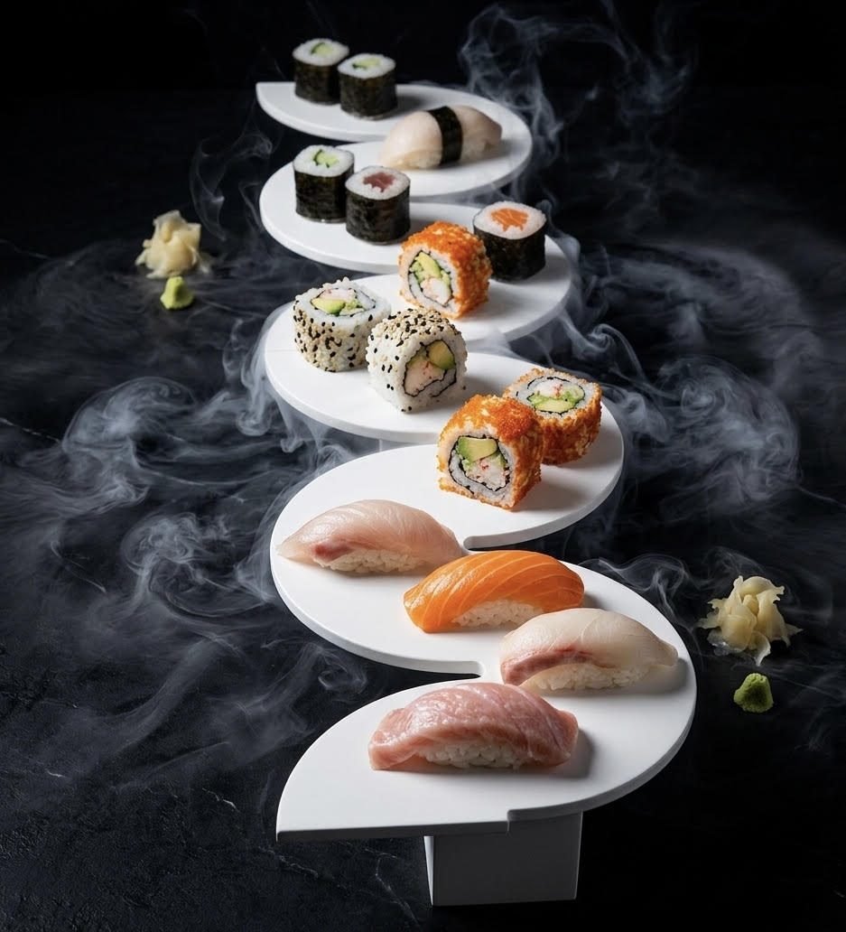 Sushi Snake Table Nami Premium van 90 cm met 160 stuks sushi
