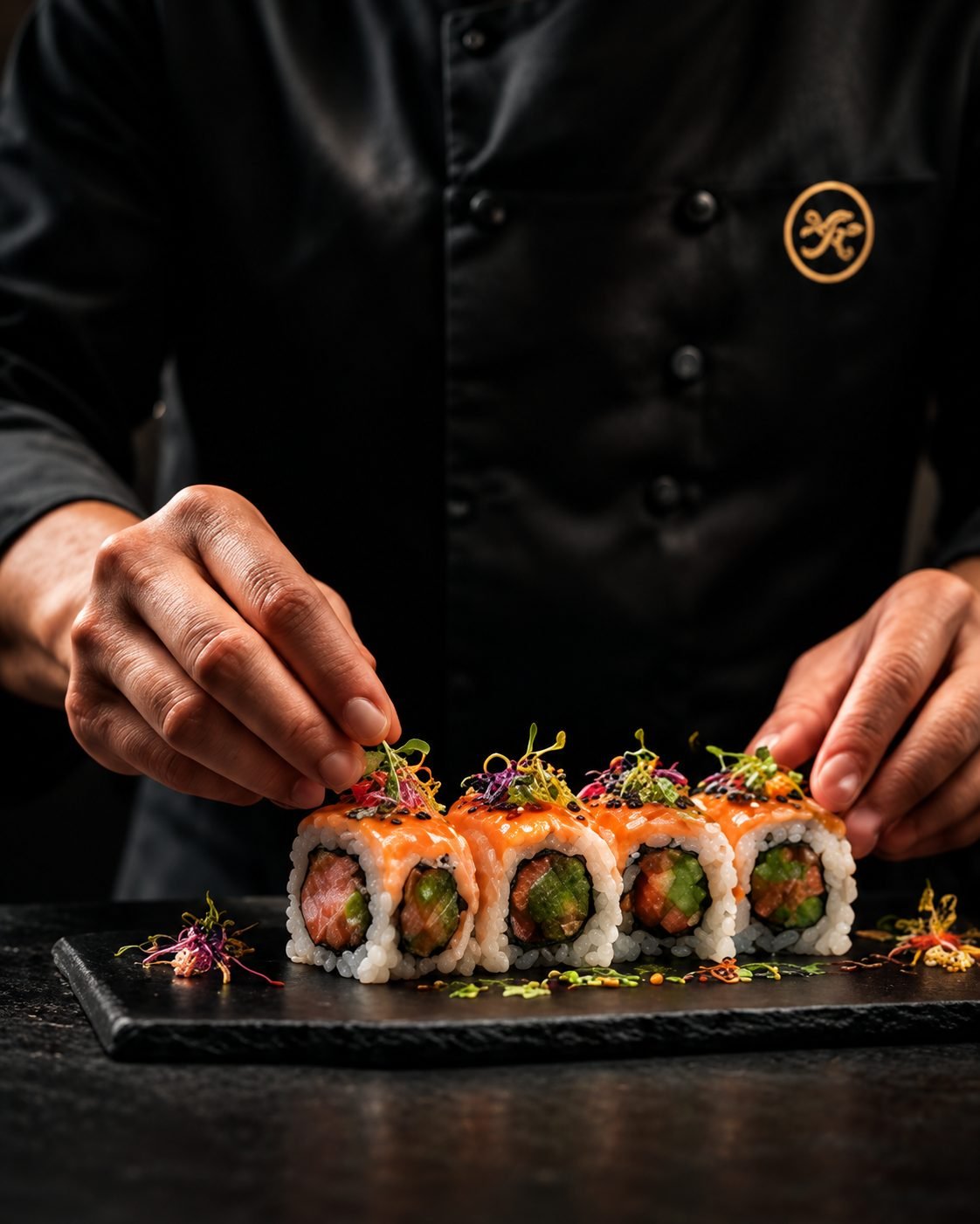 Sushi wordt met de hand afgemaakt