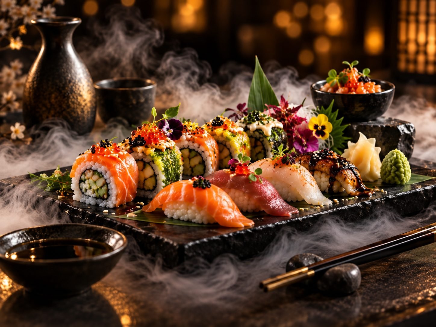 Sushi, sake en sfeer
